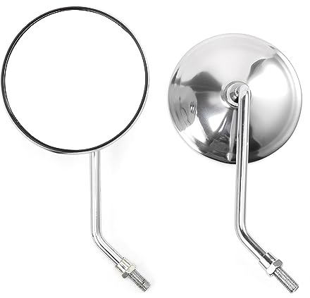 APEBAZY motocicleta espejo retrovisor, clásico retro redondo manillar espejo lateral con tornillos de 8 mm 10 mm y ejes de metal para ATV Scooter Dirt Bike Cruiser