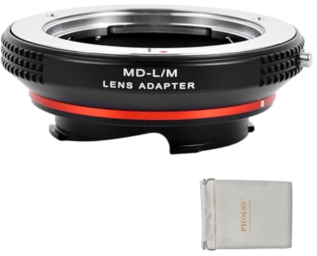 PHOLSY Objektivadapter mit 6-Bit Coding Kompatibel mit Minolta Rokkor MD/MC/SR Objektivs und Leica M Mount Kameragehäuse MD auf Leica M