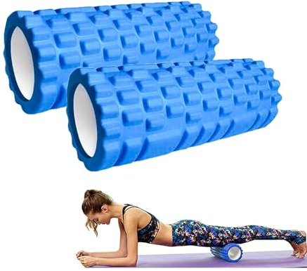 2x Rullo di Schiuma Massaggiante per Trigger Point Therapy. Eva Foam Roller - Rullo Massaggiante per Alleviare il Dolore, Allenare i Muscoli, il Massaggio della Schiena e delle Gambe, per il Fitness