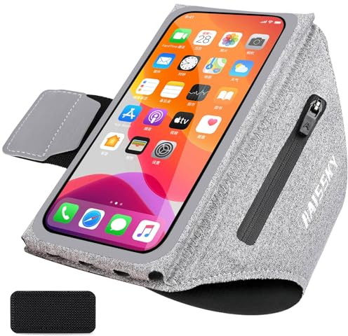 Handytasche Joggen mit Kopfhörertasche, RAZOBWS Armband Handy Arm Strap Band Hülle für iPhone 15 14 13 12 Plus Pro Max Galaxy S24 Ultra wasserdichter Gürtel mit verstellbarem 17,2 cm (6,8 Zoll)