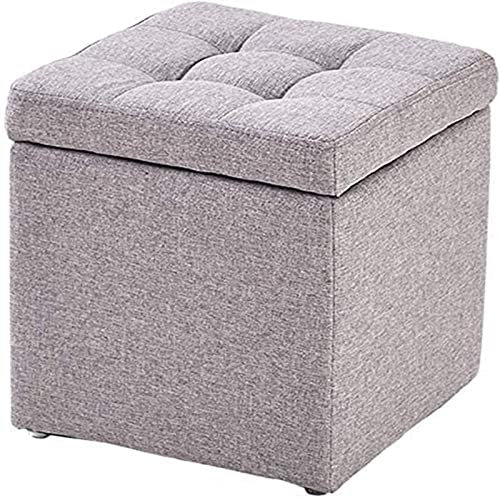 Fußhocker, Fußhocker, gepolstert, mit Stauraum, Fußhocker, Sitzhocker, Spielzeugkiste, Ottomane, Tablett, Organizer-Box, Würfel, Ottomane, Sitzbank, Truhe, Schuhbank, Hocker (Farbe: Grau),