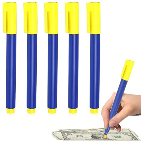 XOXVURI 5 Pièces Stylo Détecteur D'Argent Stylo Billet Banque Faux Facile À Transporter Stylo Faux Billets Euros Vérificateur De Billets Convient Pour Toutes Devises Euro Dollars Livres Sterling