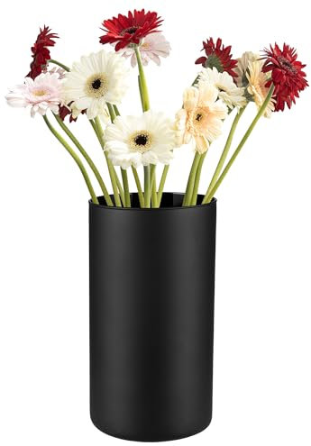 TREND FOR HOME Vaso da pavimento in vetro, 29 cm, nero opaco, vaso per erba della pampa, rami di Pasqua, grande vaso cilindrico, diametro 15,8 cm, 5120 ml, moderno vaso decorativo, cilindro in vetro
