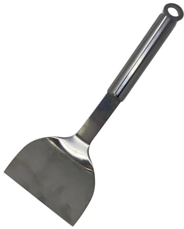 Espátula de acero inoxidable con mango ergonómico para plancha y barbacoa, utensilios de cocina resistentes