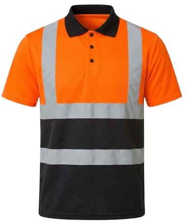 HYCOPROT Polo de Trabajo de Alta Visibilidad Camiseta de Seguridad Manga Corta Reflectante Transpirable Camisas de Ligera Polos EN ISO 20471 Clase 2