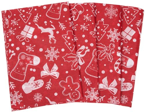 Christmas Tissue Paper for Gift Wrapping : 50 Sheets Festive Design Red Tissue Wrapping Paper 20x14 inches for Christmas Art Craft