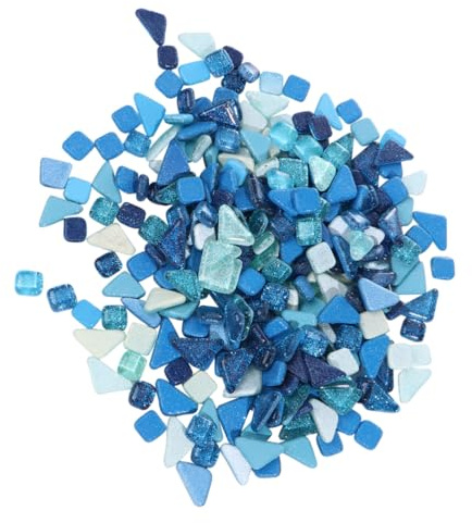 PLAFOPE Piedras de Cristal Azul Irregulares para Mosaico DIY Decorativas Resistentes Humedad y Calor Superficie Lisa y Brillante para Manualidades