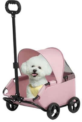 Passeggino per Gatti | Per Piccoli Cani e Gatti Pieghevole | Trasportino Animali Ventilato per Esterno fino a 7 Kg | Ideale per Centri Commerciali Parchi Spiaggia Passeggiate Viaggi e Visite