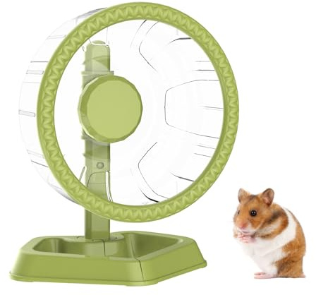Hamster Wheel, Quiet Spinner Hamster Running Exercise Wheel with Adjustable Stand for Small Animals Syrian Dwarf Gerbils Mice (Green, Medium(7.6 inch))