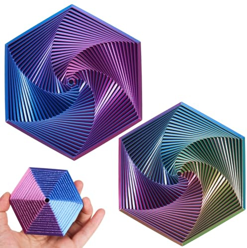 2 Pcs Fractal Fidget Hexagon, Impression 3D Hexagon Fidget Toy, Fidget Cubes Jouets Sensoriels pour Adultes, Cube Sensory Fidget Toy, Outil De Méditation Consciente(7.5Cm, Violet, irisé)
