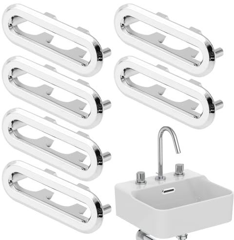 KZAQW Set de 6 Tapas de Rebosadero para Fregadero, Rectángulo de Drenaje Insertar en Agujero, Embellecedor Rebosadero Lavabo, Complemento de Repuesto para Lavabos con Diseño Elegante y Funcional