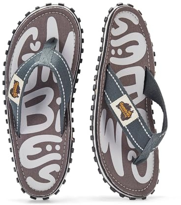Gumbies Tongs Islander | Tongs classiques unisexes en toile avec semelle extérieure en caoutchouc recyclé et semelle intérieure en coton | profilées, légères et confortables au quotidien, Gris urbain