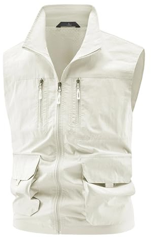 DASONLUE Gilet d'extérieur pour homme avec de nombreuses poches, léger, multifonction, chasse, photographie, veste sans manches, à séchage rapide, gilet de sport respirant, gilet de loisirs