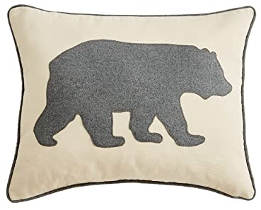 Eddie Bauer Home Throw Pillow with Zipper Closure, Perfect Luxurious Bedding Set for Bed or Sofa, 16 x 20, Bear Twill Grey