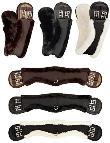 Equinate Sangle de lune anatomique avec peau d'agneau synthétique - Sangle courte - Sangle de selle - Sangle de dressage - 80 cm - Noir