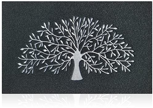 AOAOPQ Tapis de Bienvenue pour intérieur et extérieur imperméable, antidérapant Facile à Nettoyer pour entrée, Couloir, Cuisine ou Porte d'entrée Motif Sapin Noir 60 x 90 cm
