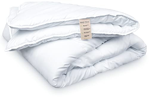 FH FAM' HOME HOME COSINESS Bettdecke 135x200 cm Weiße - Decke 135x200 - Steppdecke Made IN Green Zertifizierte, Hypoallergen, Weich, Haltbar, 350 g/m2, Eine Personen