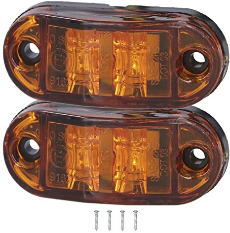 1 Paire de Feux Clignotants de Camion 10-30 V 2 Feux Latéraux LED Rectangulaires avec 25 Cm de Fil de Frein Arrière Queue de Cochon Lampe de Recul pour Remorque Camion RV Bus Caravane Bateau(Jaune)