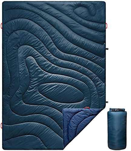 rioyalo Camping Blanket | X-Large, Wind and Waterproof Warm Puffy Blanket Quilt | Lightweight Portable | Outdoor Concerts, Picnics, Backpacking, Travel, Hiking, Beach, Stadium (Deepsea Blue)