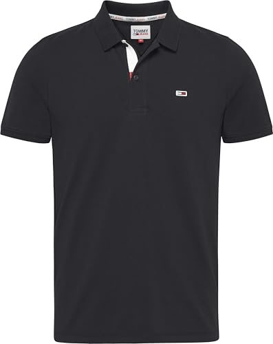 Tommy Jeans Polo Homme Manches Courtes TJM Slim, Noir (Black), XL