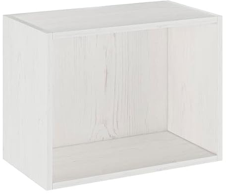 SHIITO | Modelo Chelsea - Estantería Cubo de Pared | Blanco Veteado y Pino - 38 x 50.5 x 27.9 cm | para Dormitorio, Baño, Cocina, Sala de Estar, Oficina
