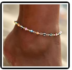 Dishowme Onda ögat vristlänk armband boho flerfärgad turkiskt öga ankelkedja blått öga sommar fotkedja smycken för kvinnor flickor