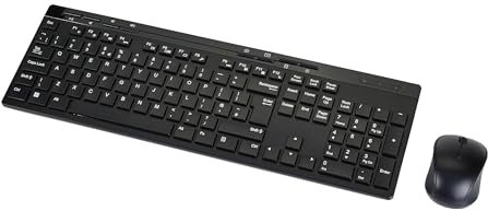 Amazon Basics ‎MD023 Full-Sized Wireless Keyboard and Mouse Combo, 2.4 GHz USB Receiver, UK Layout, Black