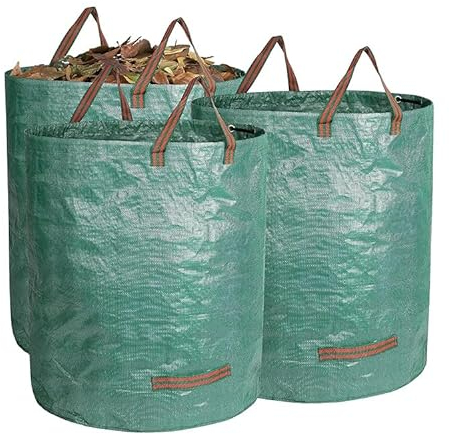 DIVID® Gartensäcke mit Trageschlaufen |Gartensack 3x 272L Set Laubsack Gartenabfallsack - Selbststehend 4 Griffe Stabil Robust & Faltbar - Rasenschnitt für Gartenabfälle Grünschnitt Laubabfall (3)GRÜN