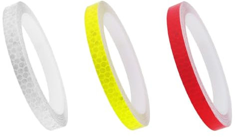 Rhys 3 Piezas Cinta Reflectante Adhesiva, Res Istente Al Aguapegatinas Reflectantes Cinta De Seguridad Autoadhesiva para automóviles, motocicletas, bicicletas (3 colores)