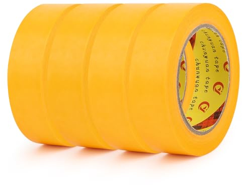 RISVOWO 4x Cinta de Carrocero, 3cm x 50m Cinta Carrocero, Cinta Enmascarar para Pintar y Enmascarar, Cinta Carrocero Pintura