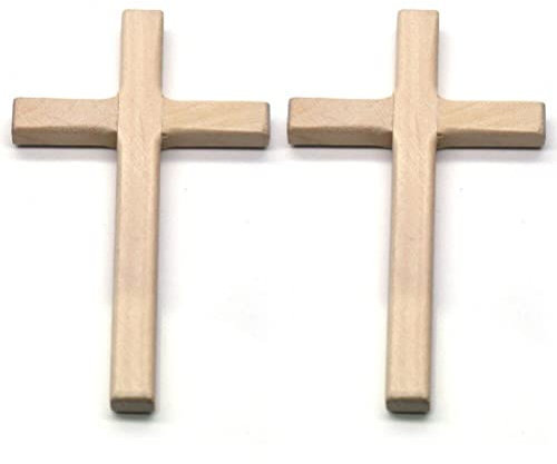 Wooden Cross 2pcs Vintage Religious Catholic Handcrafted Plaque Small Hanging Wall Crucifix Hanging Cross for Home Wall Decor
