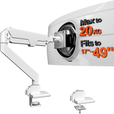 Soporte de Monitor para Pantalla Plana y Curvada de 17-49 Pulgadas, Robusto Soporte de Monitor de Gas con Altura Regulable con inclinaciones, Mayor Capacidad de Carga de 2 – 20 kg,White