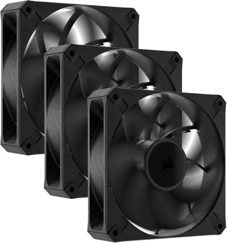 Corsair RS120 MAX 120mm PWM Thick Fans – High Static Pressure – Liquid Crystal Polymer Construction – Triple Pack – Black