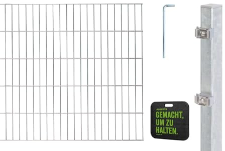 Alberts 691400 - Recinzione a doppia asta, set completo con cuscino per ginocchia, diverse lunghezze e altezze, zincata a caldo, altezza 80 cm, lunghezza 10 m