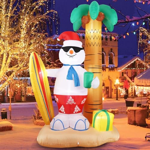 Pfloge® 240cm Aufblasbarer Schneemann, XXL Aufblasbare Weihnachtsdeko Aussen, LED Schneemann Outdoor, Snowman Deko für Garten, Innenhöfen, Einkaufszentren und großen Feiern
