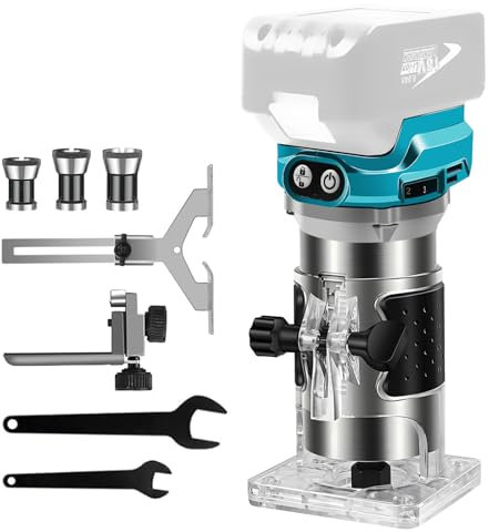 Fresa a batteria per batteria Ma-kita da 18 V, 30000 giri/min, trimmer senza spazzole da 1/4, 6 mm e 8 mm, fresatrice compatta, fresatrice a batteria con una sola mano, trimmer a 6 velocità (senza