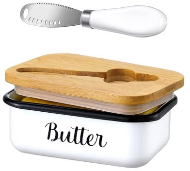 Butter Dish with Lid,Metal Butter Keeper with Stainless Steel Multipurpose Butter Knife,Lightweight Unbreakable Butter Container for Countertop Upgrade Double Silicone Seal