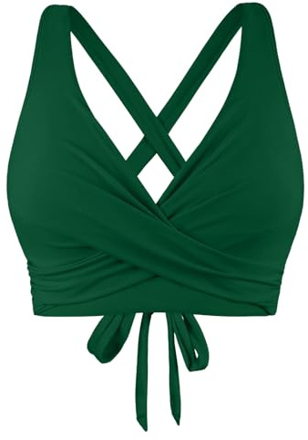 Generico Top di Bikini Donne con Grandi Seni, Push-up, String Bikini, Top Triangolare, Taglio a V, Reggiseno per Costume da Bagno Bikini Nero