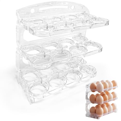 Organizador Huevos nevera,Dispensador Huevos Nevera,Organizador de Huevos,La Bandeja Plegable de Tres Niveles Tiene Capacidad Para 24 Huevos y Cabe Perfectamente en La Puerta Lateral Del Frigorífico