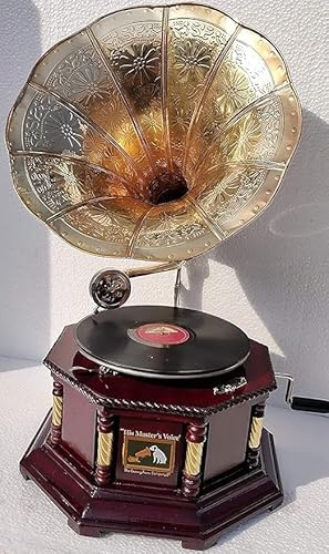 Reproductor de música de trabajo | Tocadiscos | Reproductor de gramófono vintage HMV | Fonógrafo | Pieza de exhibición de tocadiscos con agujas gratis y grabación de demostración |
