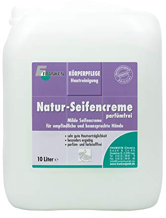 FRANKEN-Chemie Natur-Seifencreme (10 Liter Kanister) Handseife zur gründlichen und schonenden Reinigung für besonders empfindliche Haut, parfümfrei