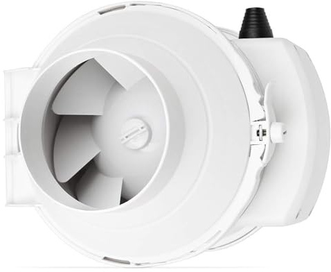 calimaero® Extracteur d'air 125mm / En Ligne – Puissant et Silencieux | Ventilation à 3 Vitesses Max. 280m³/h | Prise UE/Câble de 1,8 m | Résistant à l'eau | 36 W / 56 dB