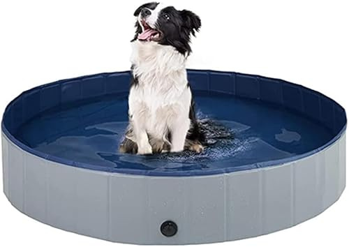 Piscina Plegable para Perros Gatos Bañera Portátil para Mascotas Plegable PVC Antideslizante y Resistente al Desgaste (A120*30CM)