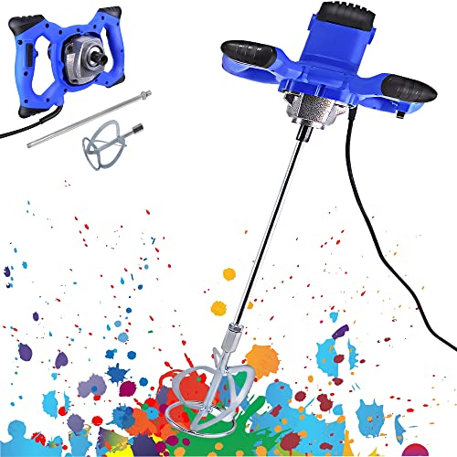 Mezclador de Cemento 220V 2600W, Mezclador Agitador de Mortero Eléctrico, Mezclador de Pintura Portátil Mezclador de Concreto Profesional 6 Velocidades Ajustables, para Mortero de Pegamento Para Alime
