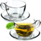 KADAX Lot de 2 tasses à café, 250 ml, verres à thé avec soucoupes et anses, tasses en verre pour café, thé, cappuccino, tasses à café, tasses à thé (Lea, 2 pièces)