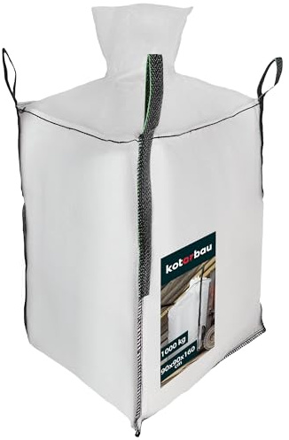 KOTARBAU® Big Bag, trädgårdsavfallssäckar, 90 x 90 x 160 cm, förkläde och dräneringstratt 1 000 kg, av polypropen, tung, trädgård, konstruktion