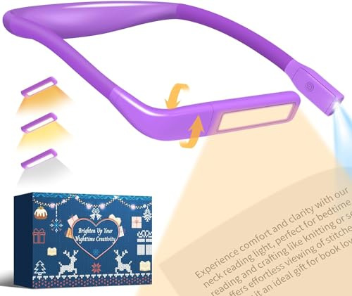 Liseuse Lampe de Lecture de Cou: Idee Cadeau Femme Maman Lecteur Ado Rechargeable Lampe Lecture au Lit, 3 Couleurs Liseuses LED Lampe Tour de Cou pour Livre Tricoter, Idée Cadeau Secret Santa Collegue