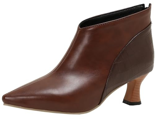 CHICMARK Stivaletti da donna autunno/inverno con punta a punta e tacchi Kitten, marrone scuro., 35 EU