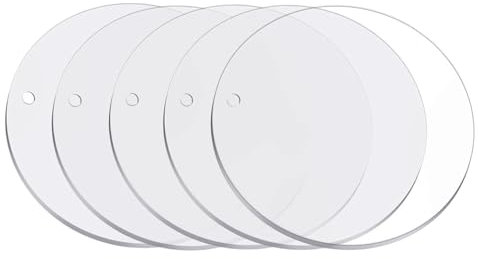 Lot de 5 plaques acryliques rondes transparentes - Grande plaque acrylique épaisse - 20 cm - Parfait pour les projets de bricolage, les panneaux, les cadres photo, les peintures et plus encore