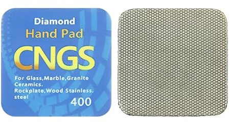 MiJunHD Diamond Hand Polishing Pad, 400 Grit 65 mm * 65 mm Sanding Block, Thin Type Flexible Sponge Backing for Grinding Trimming Curved Corners & Irregular Surfaces (2 Pieces)